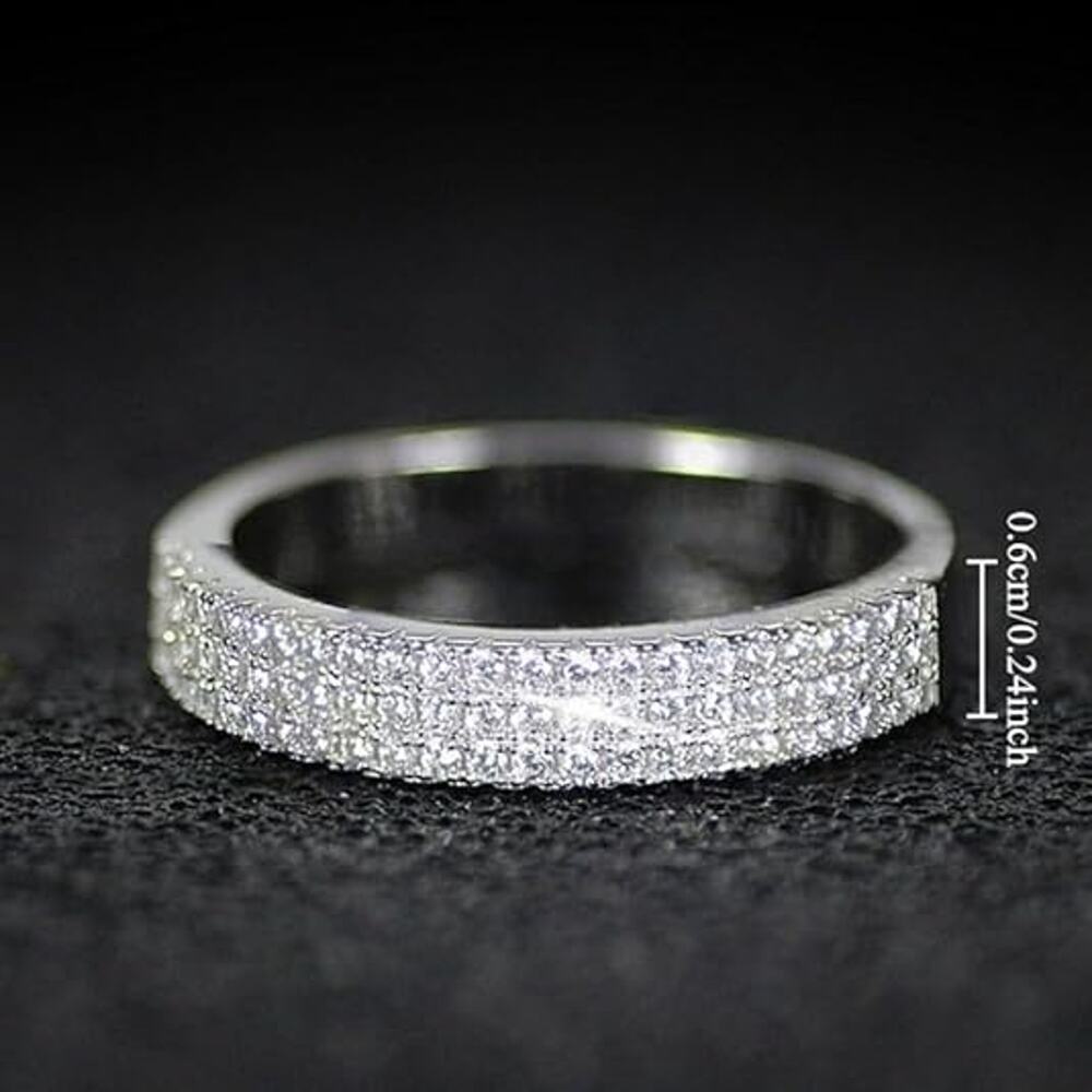 NEW Elegant Sparkling Zirconia Half Eternal Ring Size 8 - Picture 4 of 4